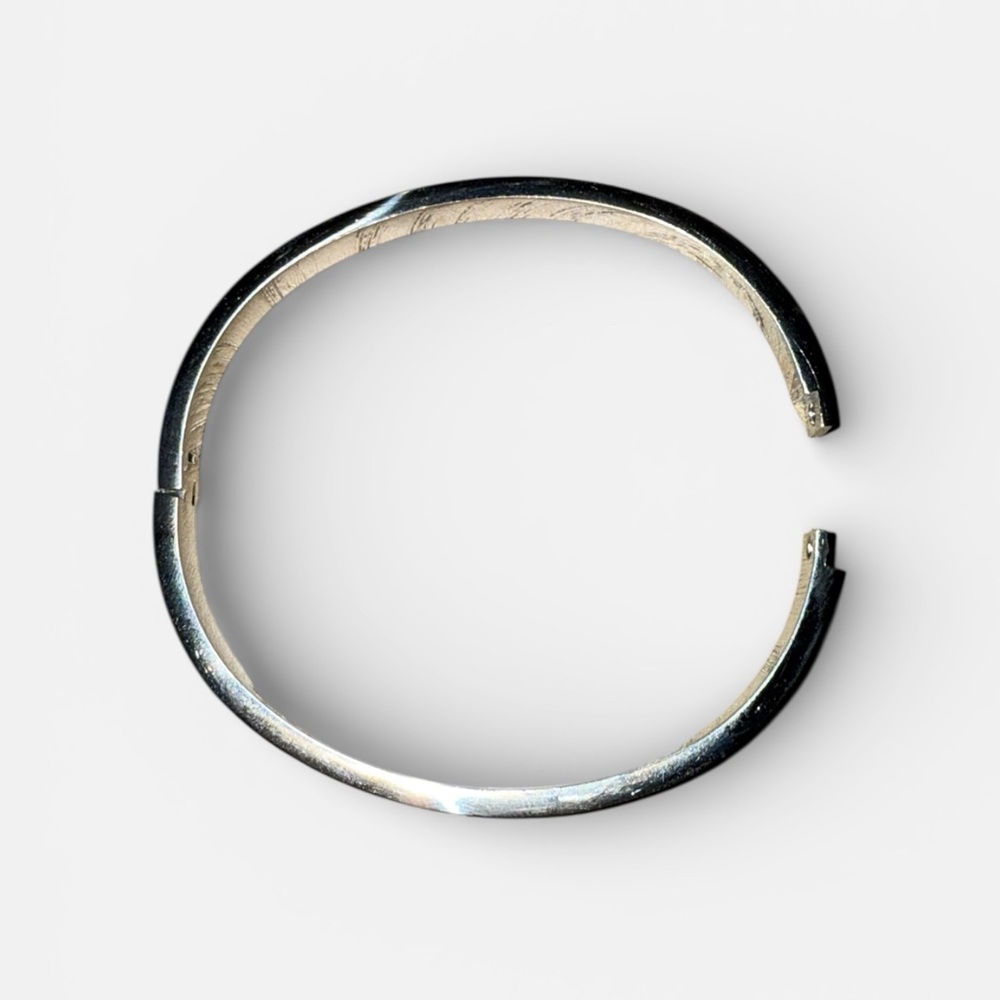 Love with CZ Silver Tone Stainless Steel Bangle Bracelet - Picture 3 of 3